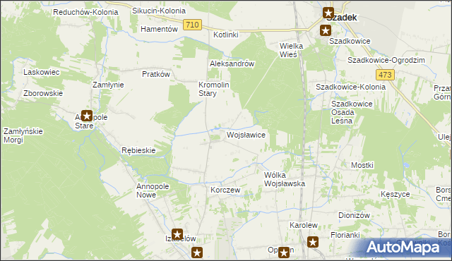 mapa Wojsławice gmina Zduńska Wola, Wojsławice gmina Zduńska Wola na mapie Targeo