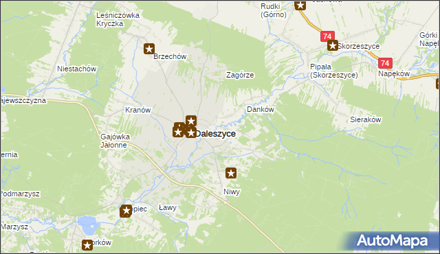 mapa Wójtostwo gmina Daleszyce, Wójtostwo gmina Daleszyce na mapie Targeo