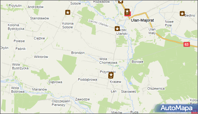 mapa Wola Chomejowa, Wola Chomejowa na mapie Targeo