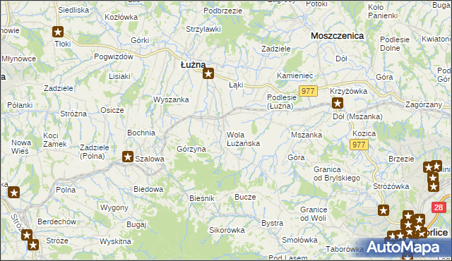 mapa Wola Łużańska, Wola Łużańska na mapie Targeo