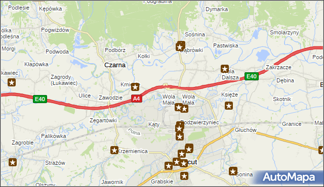 mapa Wola Mała gmina Czarna, Wola Mała gmina Czarna na mapie Targeo