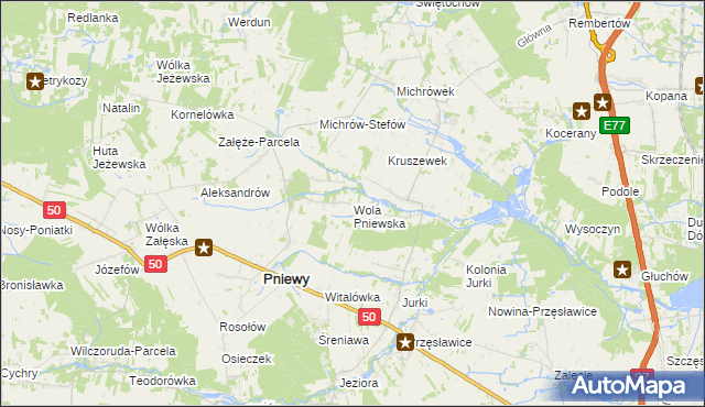 mapa Wola Pniewska, Wola Pniewska na mapie Targeo