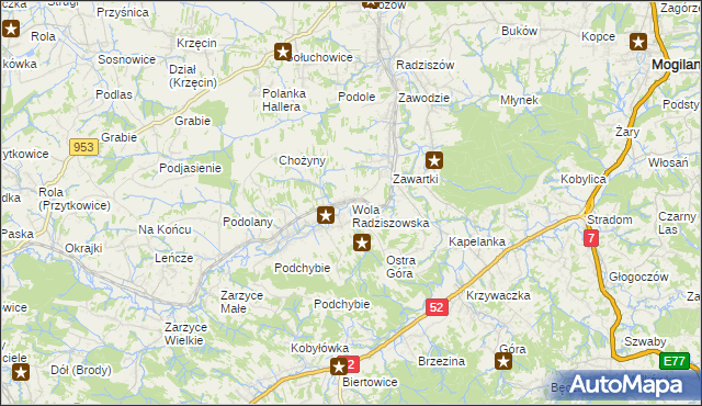 mapa Wola Radziszowska, Wola Radziszowska na mapie Targeo