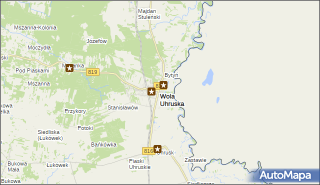 mapa Wola Uhruska, Wola Uhruska na mapie Targeo