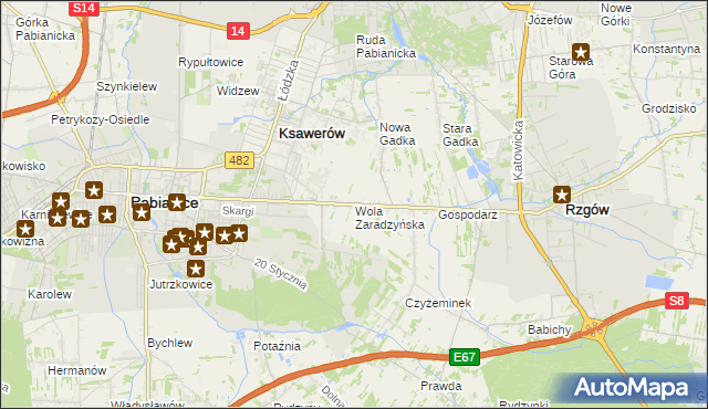mapa Wola Zaradzyńska, Wola Zaradzyńska na mapie Targeo