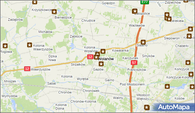 mapa Wolanów powiat radomski, Wolanów powiat radomski na mapie Targeo