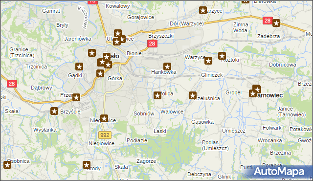 mapa Wolica gmina Jasło, Wolica gmina Jasło na mapie Targeo