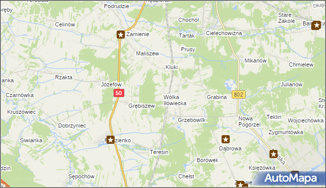 mapa Wólka Iłówiecka, Wólka Iłówiecka na mapie Targeo