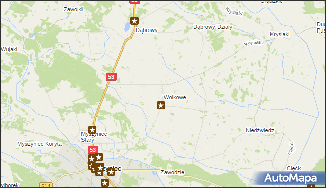 mapa Wolkowe, Wolkowe na mapie Targeo