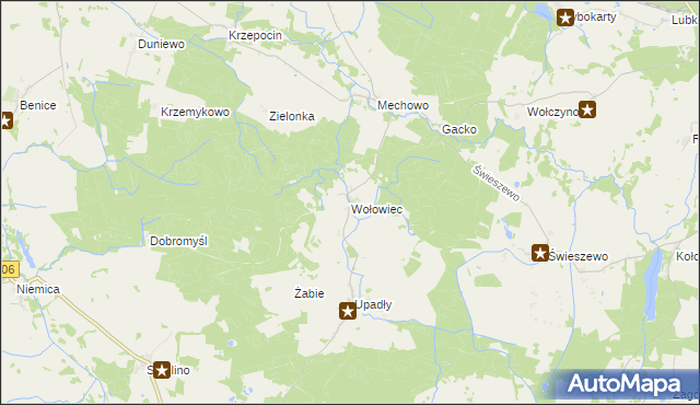 mapa Wołowiec gmina Golczewo, Wołowiec gmina Golczewo na mapie Targeo