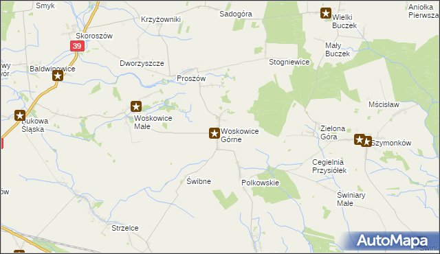 mapa Woskowice Górne, Woskowice Górne na mapie Targeo