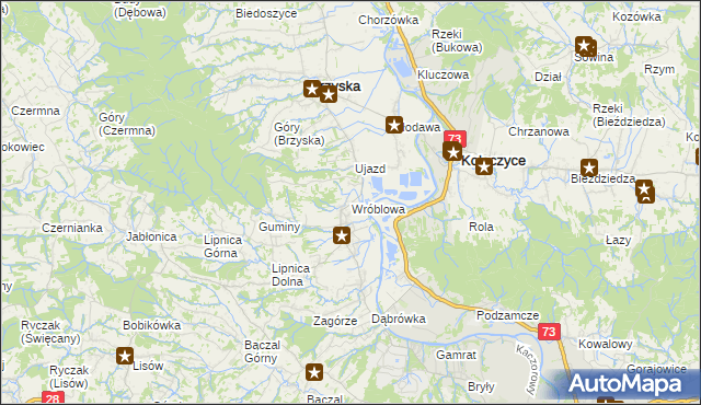 mapa Wróblowa, Wróblowa na mapie Targeo