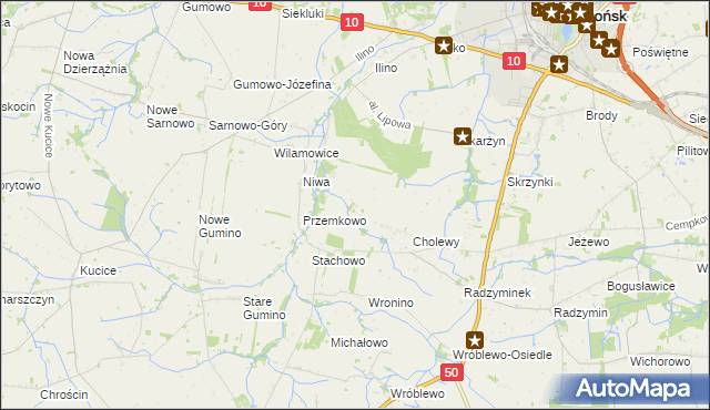 mapa Wroninko, Wroninko na mapie Targeo