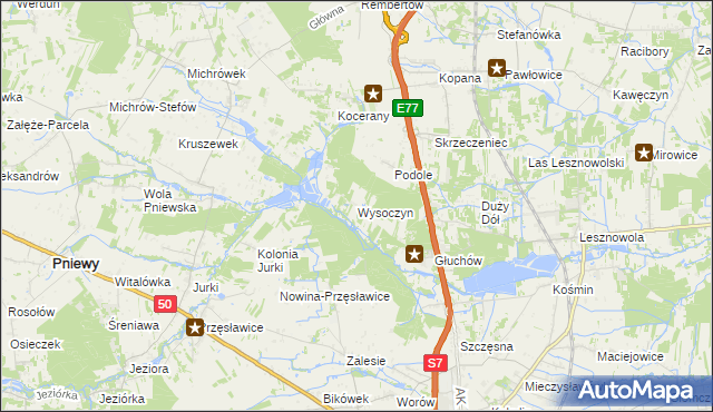 mapa Wysoczyn gmina Grójec, Wysoczyn gmina Grójec na mapie Targeo