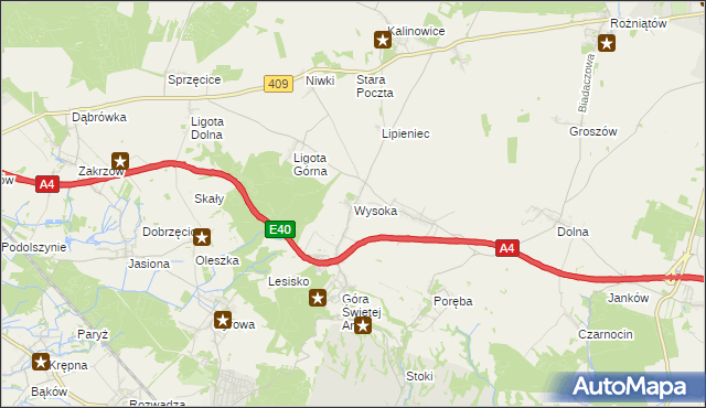 mapa Wysoka gmina Leśnica, Wysoka gmina Leśnica na mapie Targeo