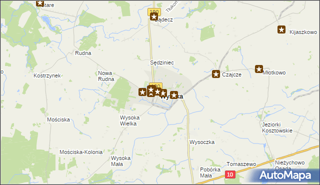 mapa Wysoka powiat pilski, Wysoka powiat pilski na mapie Targeo