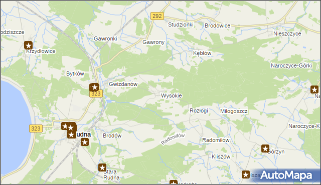 mapa Wysokie gmina Rudna, Wysokie gmina Rudna na mapie Targeo