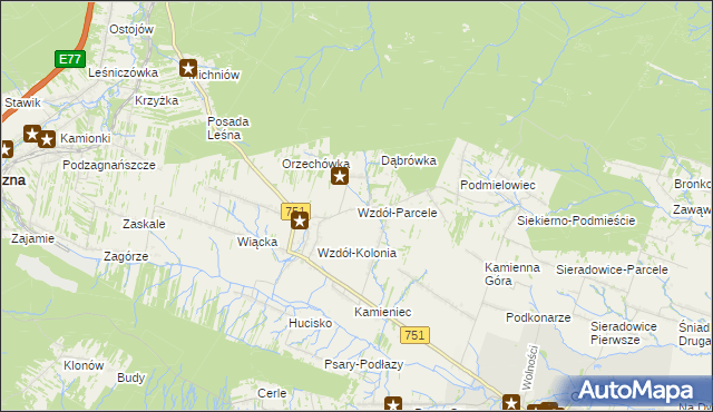 mapa Wzdół-Parcele, Wzdół-Parcele na mapie Targeo