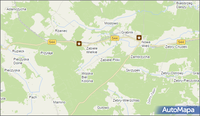 mapa Zabiele-Piliki, Zabiele-Piliki na mapie Targeo
