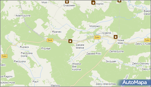 mapa Zabiele Wielkie, Zabiele Wielkie na mapie Targeo