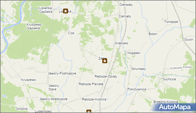 mapa Żabin gmina Goworowo, Żabin gmina Goworowo na mapie Targeo