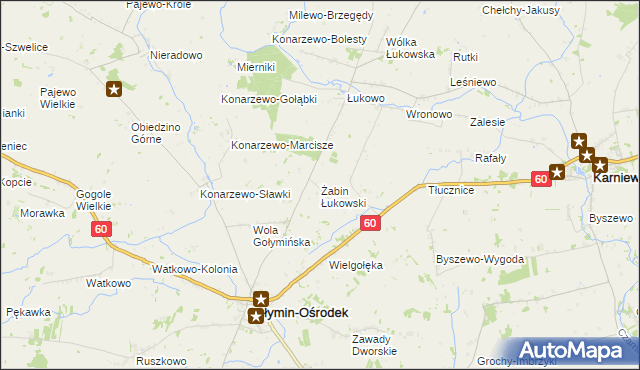 mapa Żabin Łukowski, Żabin Łukowski na mapie Targeo