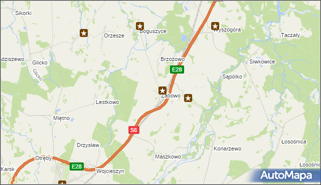 mapa Żabowo gmina Nowogard, Żabowo gmina Nowogard na mapie Targeo