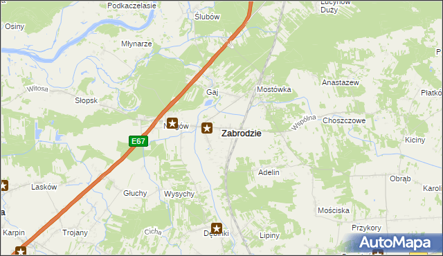 mapa Zabrodzie powiat wyszkowski, Zabrodzie powiat wyszkowski na mapie Targeo