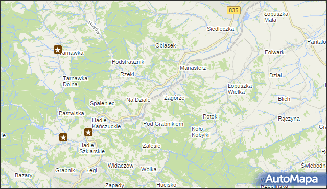 mapa Zagórze gmina Jawornik Polski, Zagórze gmina Jawornik Polski na mapie Targeo