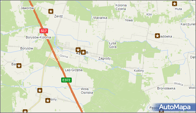mapa Zagrody gmina Żyrzyn, Zagrody gmina Żyrzyn na mapie Targeo