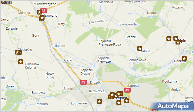 mapa Zajączki Pierwsze, Zajączki Pierwsze na mapie Targeo