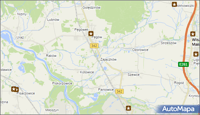 mapa Zajączków gmina Oborniki Śląskie, Zajączków gmina Oborniki Śląskie na mapie Targeo