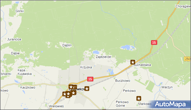 mapa Zajezierze gmina Gniewkowo, Zajezierze gmina Gniewkowo na mapie Targeo