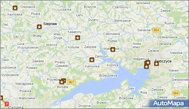 mapa Zakliczyn gmina Siepraw, Zakliczyn gmina Siepraw na mapie Targeo