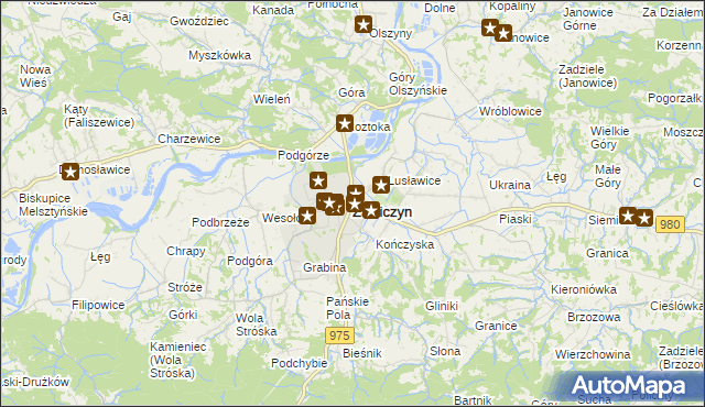 mapa Zakliczyn powiat tarnowski, Zakliczyn powiat tarnowski na mapie Targeo