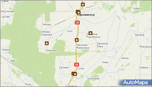 mapa Żakowola Radzyńska, Żakowola Radzyńska na mapie Targeo