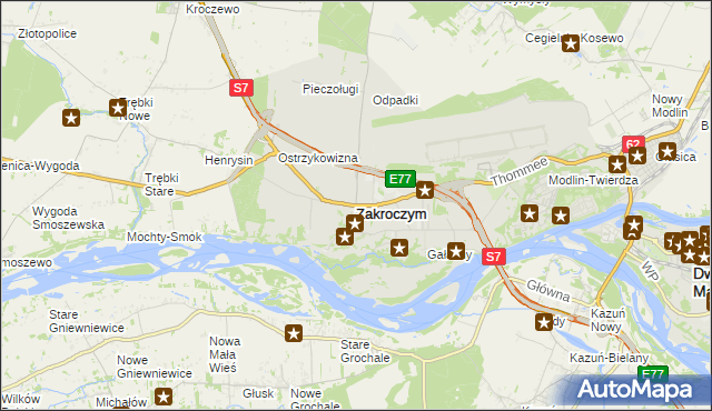 mapa Zakroczym, Zakroczym na mapie Targeo