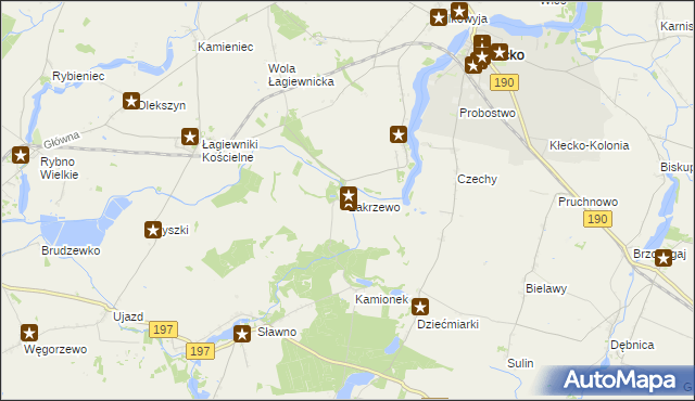 mapa Zakrzewo gmina Kłecko, Zakrzewo gmina Kłecko na mapie Targeo