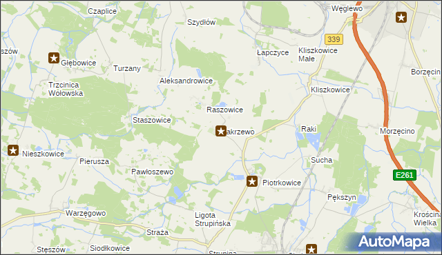 mapa Zakrzewo gmina Prusice, Zakrzewo gmina Prusice na mapie Targeo