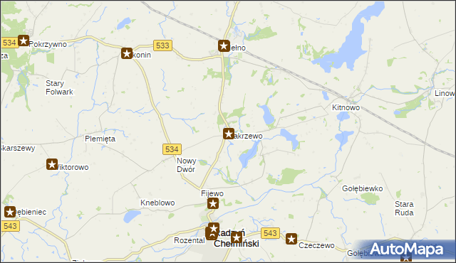 mapa Zakrzewo gmina Radzyń Chełmiński, Zakrzewo gmina Radzyń Chełmiński na mapie Targeo