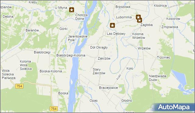 mapa Zakrzów gmina Łaziska, Zakrzów gmina Łaziska na mapie Targeo