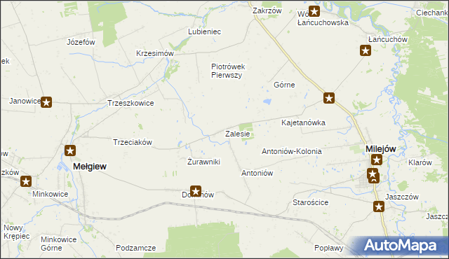 mapa Zalesie gmina Milejów, Zalesie gmina Milejów na mapie Targeo