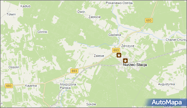 mapa Zalesie gmina Nurzec-Stacja, Zalesie gmina Nurzec-Stacja na mapie Targeo