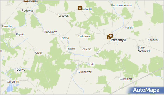 mapa Zalesie gmina Przesmyki, Zalesie gmina Przesmyki na mapie Targeo