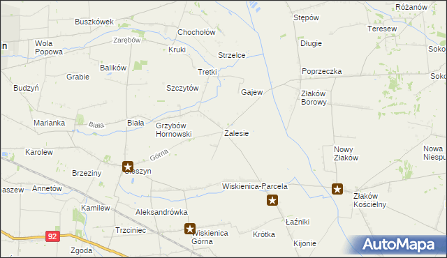 mapa Zalesie gmina Zduny, Zalesie gmina Zduny na mapie Targeo