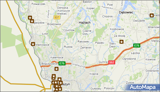 mapa Zamarski, Zamarski na mapie Targeo