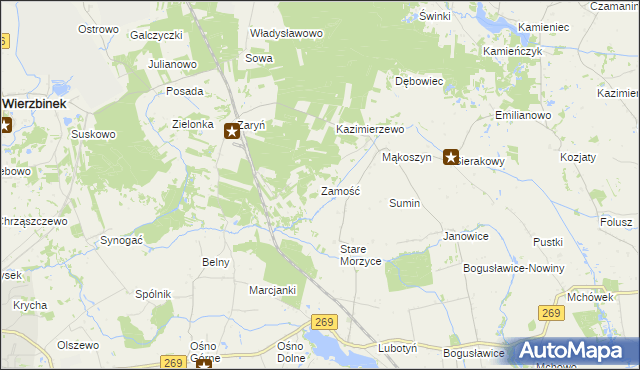 mapa Zamość gmina Wierzbinek, Zamość gmina Wierzbinek na mapie Targeo