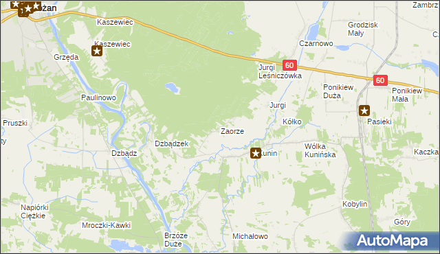 mapa Zaorze gmina Goworowo, Zaorze gmina Goworowo na mapie Targeo
