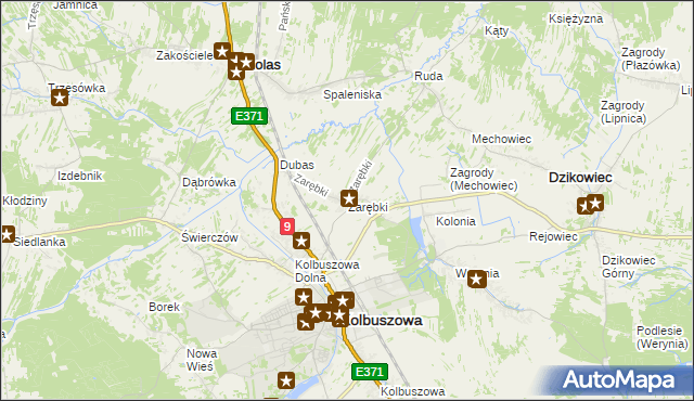 mapa Zarębki gmina Kolbuszowa, Zarębki gmina Kolbuszowa na mapie Targeo