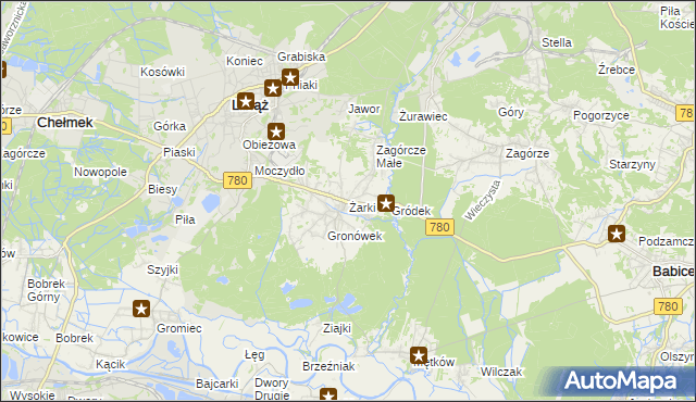 mapa Żarki gmina Libiąż, Żarki gmina Libiąż na mapie Targeo